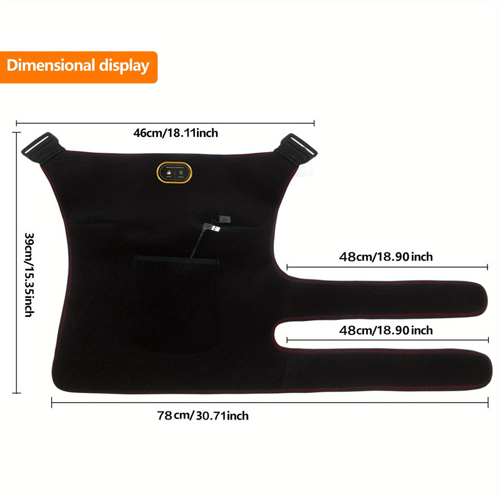 USB-Powered Hip Heating Pad with Automatic Kneading Massage - Portable Thigh/Hip Support for Lower Back, Black, Christmas Gift, Daily Use, Warmth Retention, Comfortable Fit Design, Best for Christmas