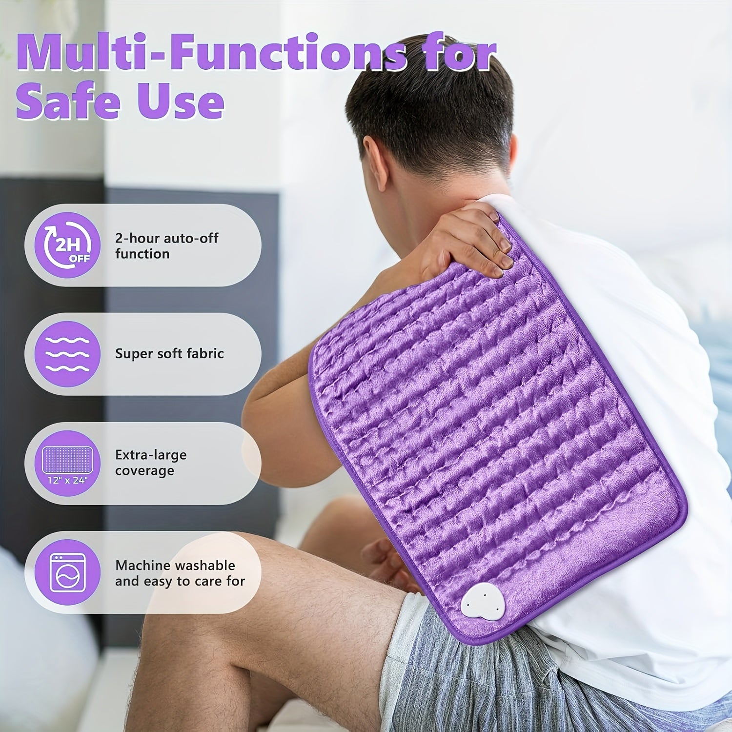 InfLuvRealm Heating Pad For Back, Neck And Shoulder, Soft Flannel Blankets, Electric Blanket With 6 Heat Settings, Auto Shut-Off, Machine Washable, Birthday Gifts For Women Men Local Warehouse
