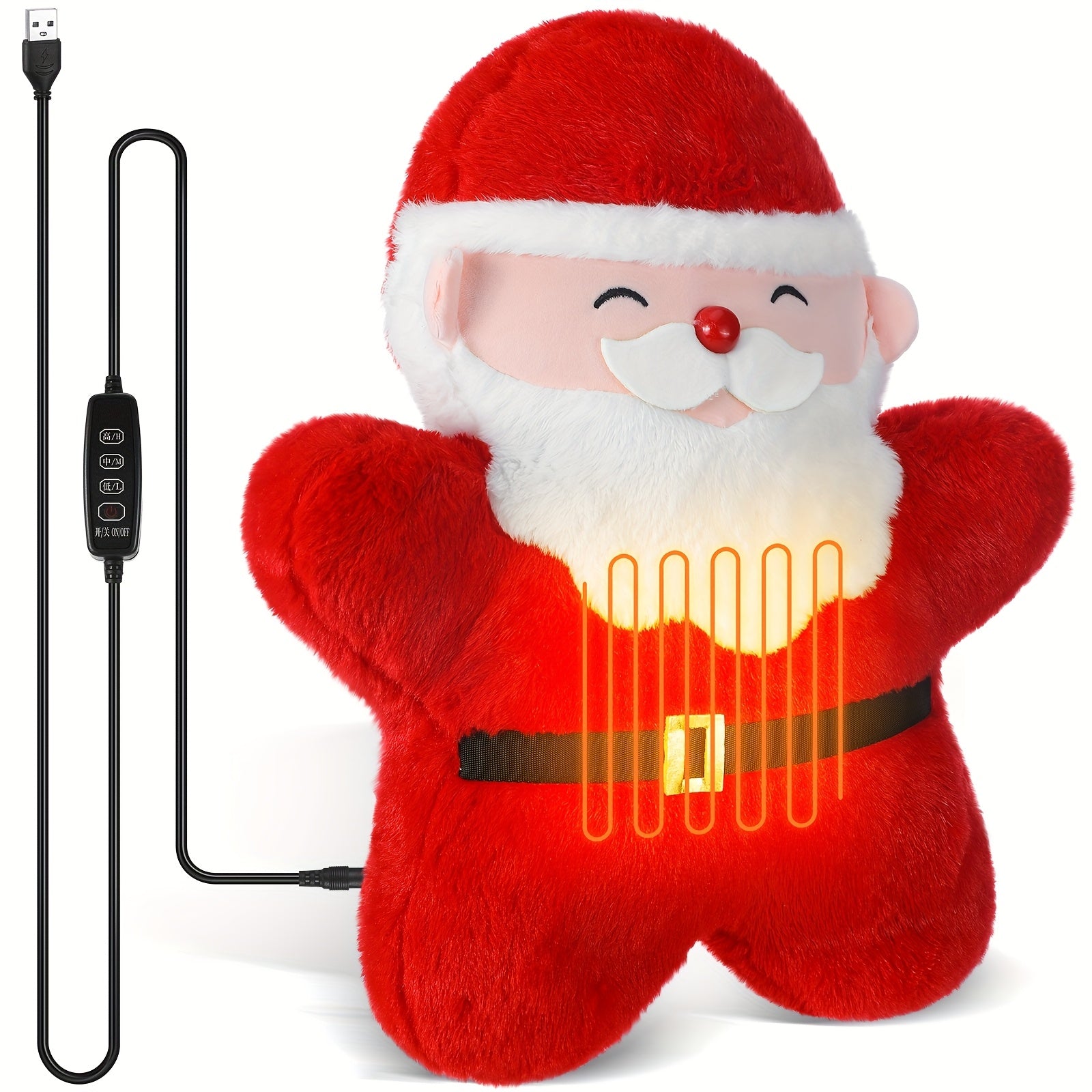 Christmas Women Gifts USB Heated Christmas Santa Claus Pillow Gifts For Women Heating Pad For Pain Relief Cute Stuff Stuffed Pillow For Lumbar Support Holiday Birthday Gifts Home Office Multi-item Party Favor Pack