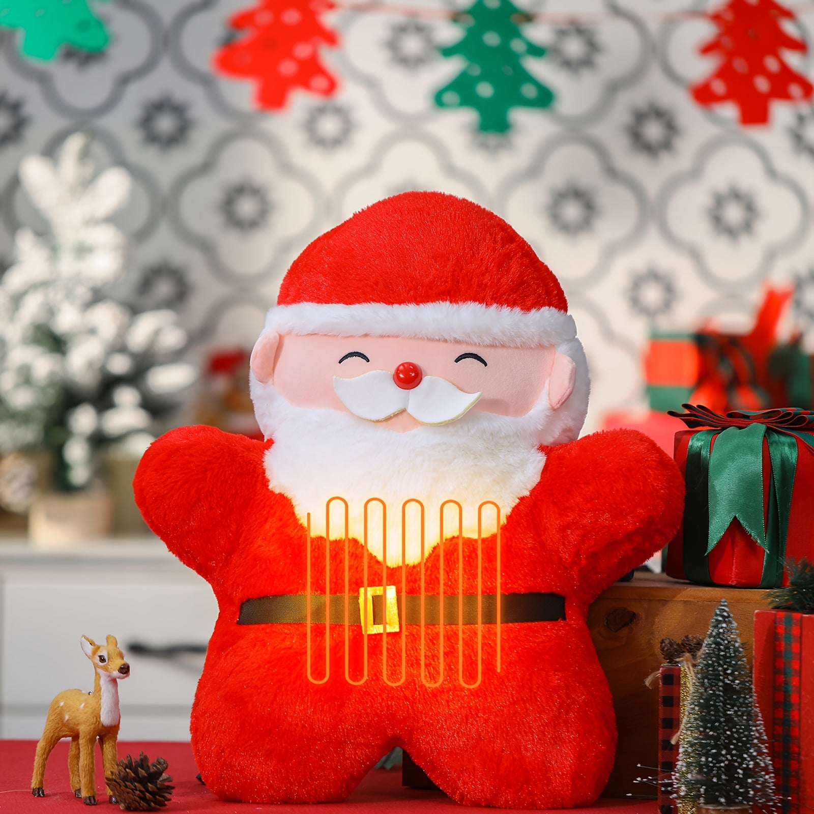 Christmas Women Gifts USB Heated Christmas Santa Claus Pillow Gifts For Women Heating Pad For Pain Relief Cute Stuff Stuffed Pillow For Lumbar Support Holiday Birthday Gifts Home Office Multi-item Party Favor Pack