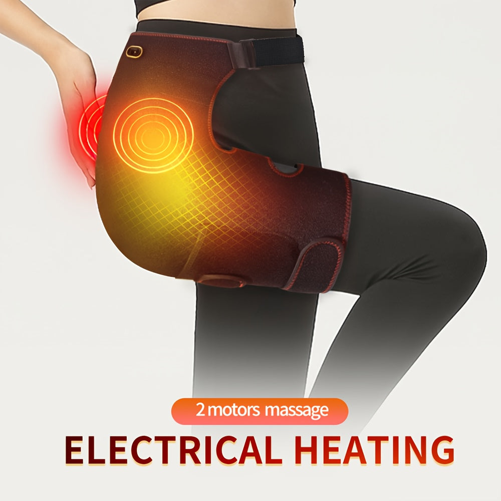 USB-Powered Hip Heating Pad with Automatic Kneading Massage - Portable Thigh/Hip Support for Lower Back, Black, Christmas Gift, Daily Use, Warmth Retention, Comfortable Fit Design, Best for Christmas