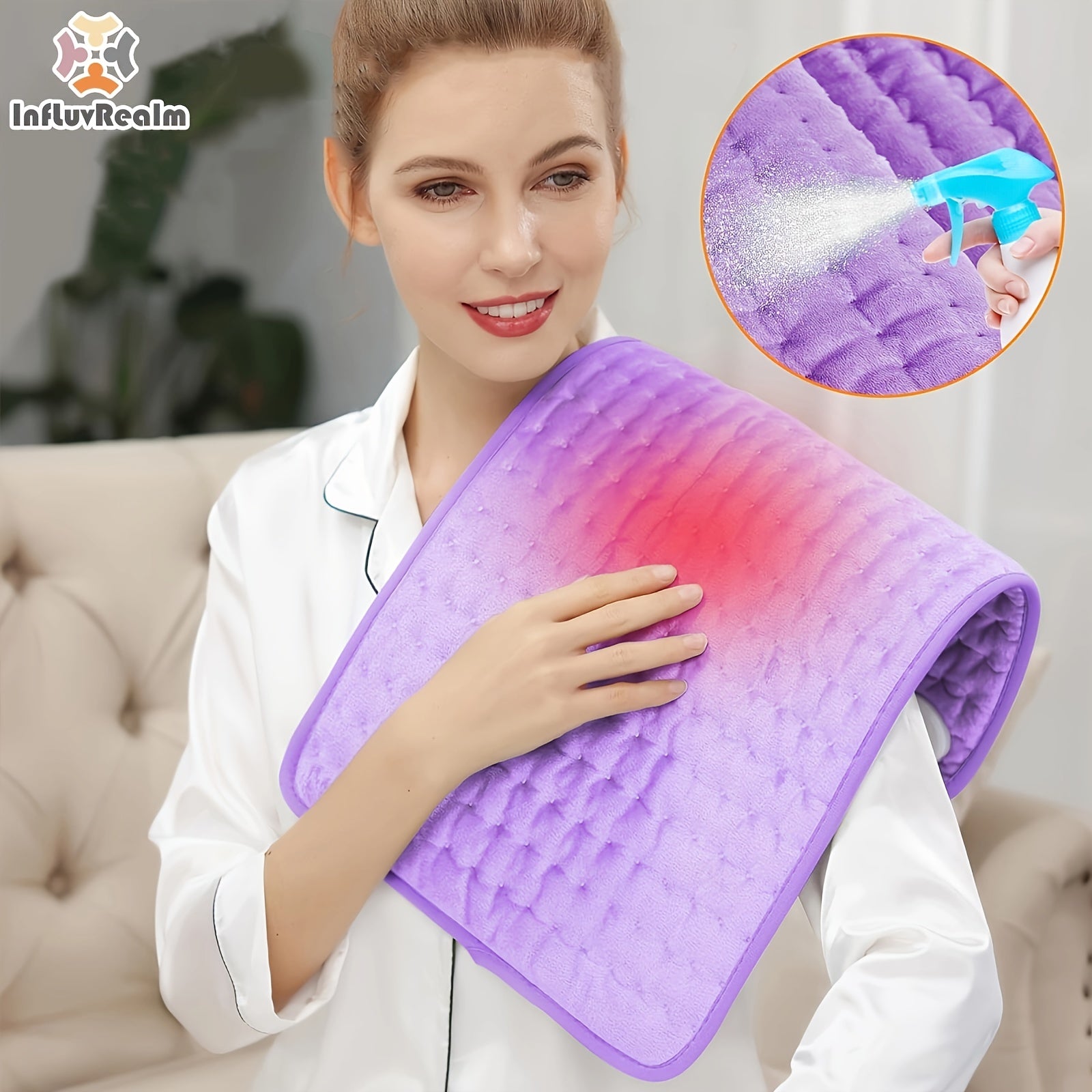 InfLuvRealm Heating Pad For Back, Neck And Shoulder, Soft Flannel Blankets, Electric Blanket With 6 Heat Settings, Auto Shut-Off, Machine Washable, Birthday Gifts For Women Men Local Warehouse