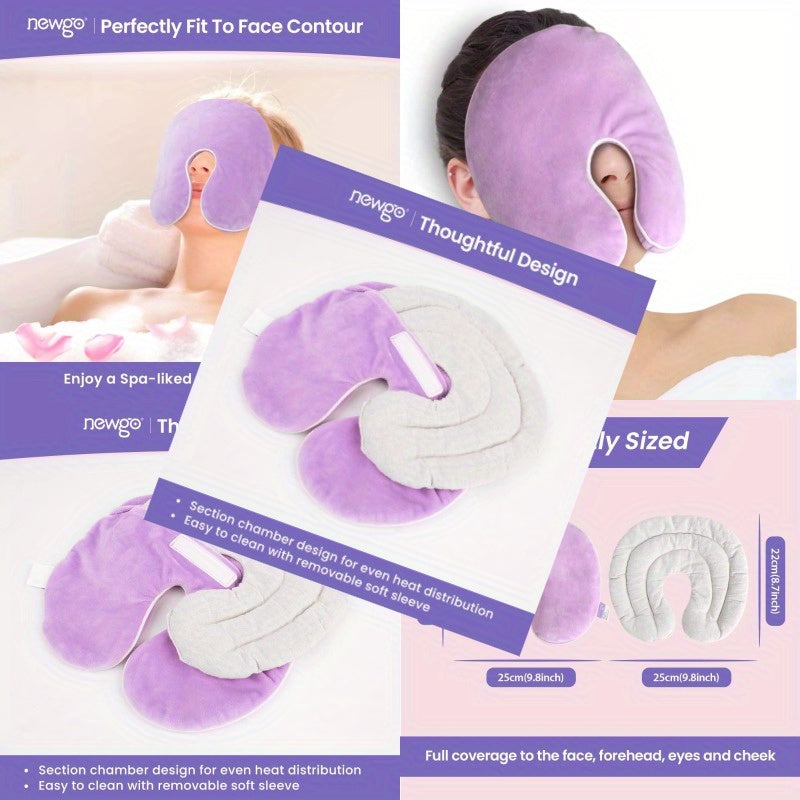 Microwavable Heating Pad Sinus Relief Mask - Microwaveable Warm Compress for Sinus Pressure, Migraines, Tension Headaches, Facial & Eye - Soft Fabric with Even Heat Distribution, Comfortable Eye Cutouts, Ideal for Cold Weather - Purple & Multi-Color