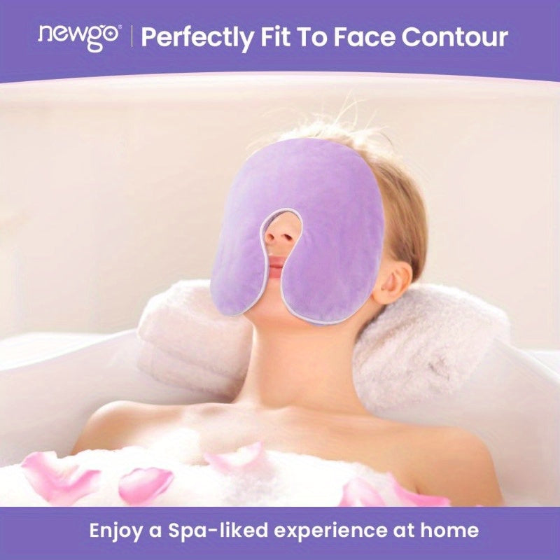 Microwavable Heating Pad Sinus Relief Mask - Microwaveable Warm Compress for Sinus Pressure, Migraines, Tension Headaches, Facial & Eye - Soft Fabric with Even Heat Distribution, Comfortable Eye Cutouts, Ideal for Cold Weather - Purple & Multi-Color