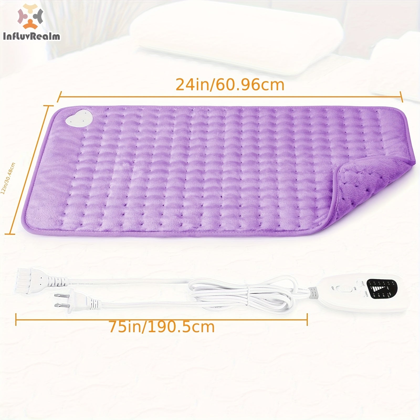 InfLuvRealm Heating Pad For Back, Neck And Shoulder, Soft Flannel Blankets, Electric Blanket With 6 Heat Settings, Auto Shut-Off, Machine Washable, Birthday Gifts For Women Men Local Warehouse