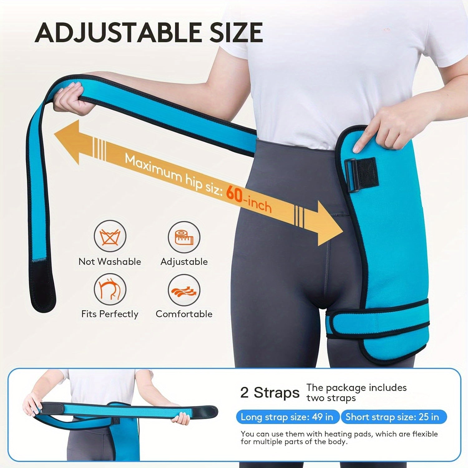 UTK Rechargeable Hip Heating Pad with 16 Artificial Stones And Smart Controller - Usb-Powered Electric Heating for Lower Back, Thighs, Buttocks And Abdomen - Blue And Orange Design, Hand Wash Only, Back Heating Pad