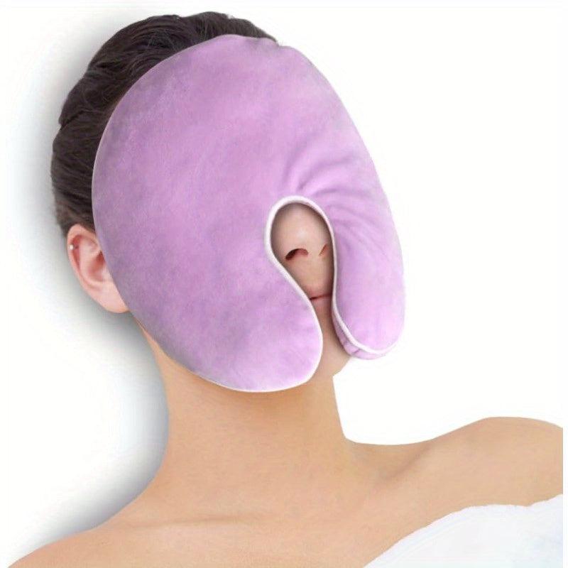 Microwavable Heating Pad Sinus Relief Mask - Microwaveable Warm Compress for Sinus Pressure, Migraines, Tension Headaches, Facial & Eye - Soft Fabric with Even Heat Distribution, Comfortable Eye Cutouts, Ideal for Cold Weather - Purple & Multi-Color