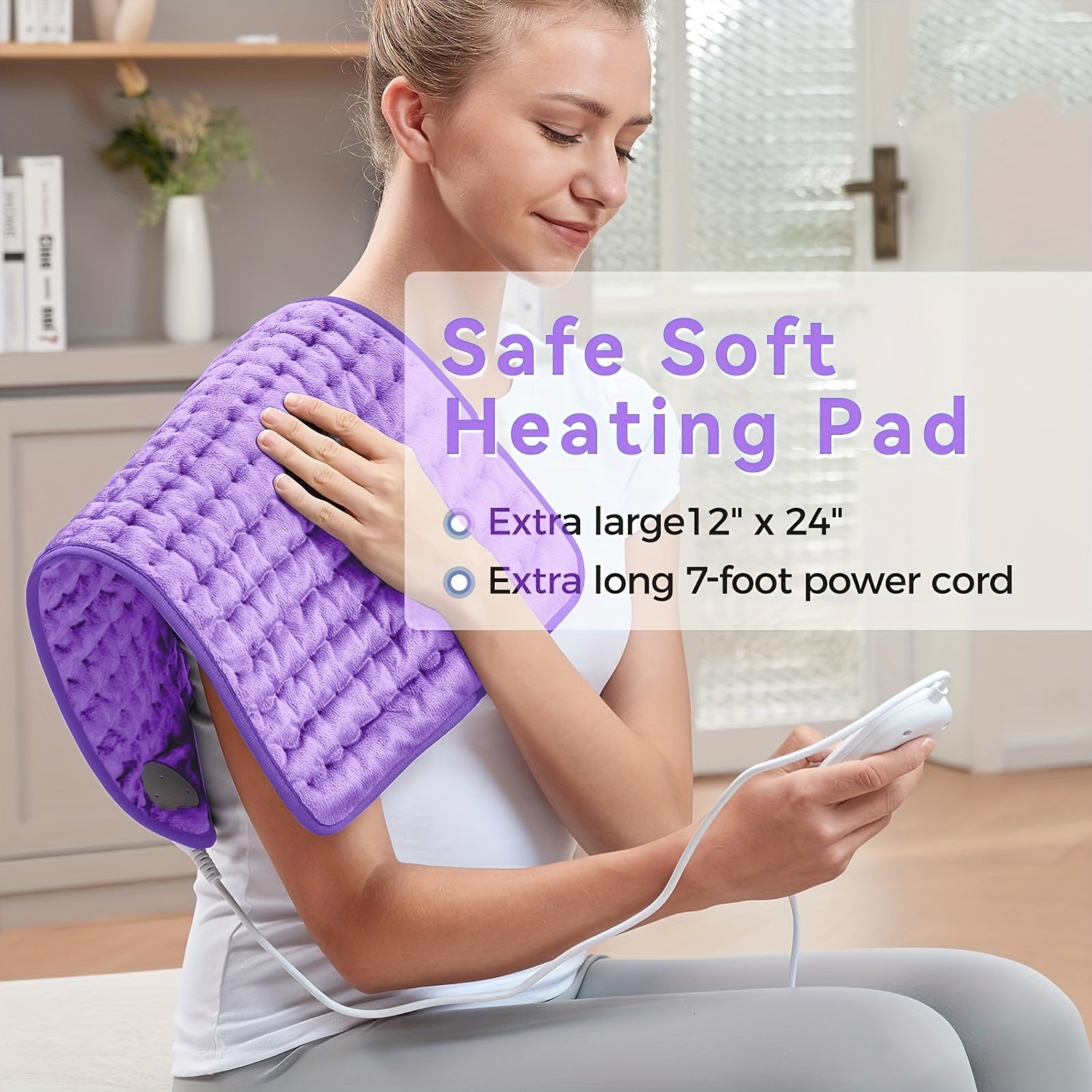 InfLuvRealm Heating Pad For Back, Neck And Shoulder, Soft Flannel Blankets, Electric Blanket With 6 Heat Settings, Auto Shut-Off, Machine Washable, Birthday Gifts For Women Men Local Warehouse