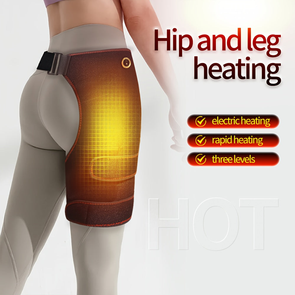USB-Powered Hip Heating Pad with Automatic Kneading Massage - Portable Thigh/Hip Support for Lower Back, Black, Christmas Gift, Daily Use, Warmth Retention, Comfortable Fit Design, Best for Christmas